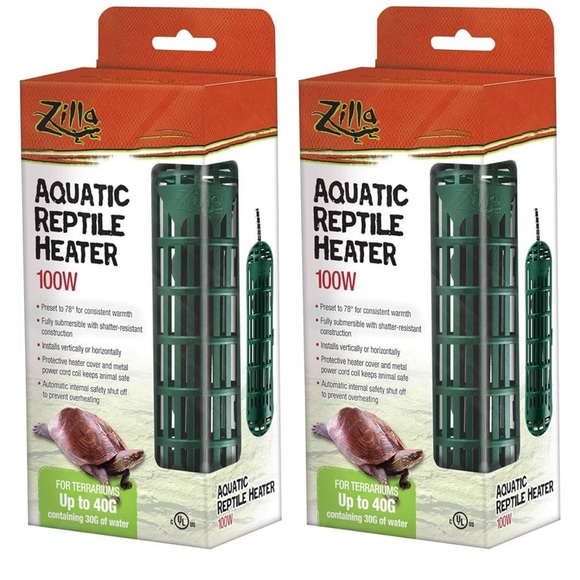 Zilla 2 Pack- Aquatic Reptile Heaters 100 Watts for Terrariums Up to 40 Gallons - Picture 1 of 9